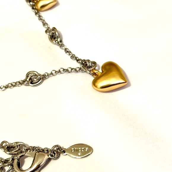 Chico's Two Tone Gold Heart Charm Station Necklace NWT - Picture 4 of 7